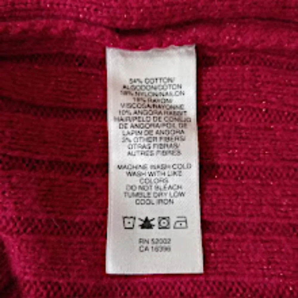 DKNY Jeans cranberry lacy tunic pullover sweater cotton blend size L - Picture 5 of 7